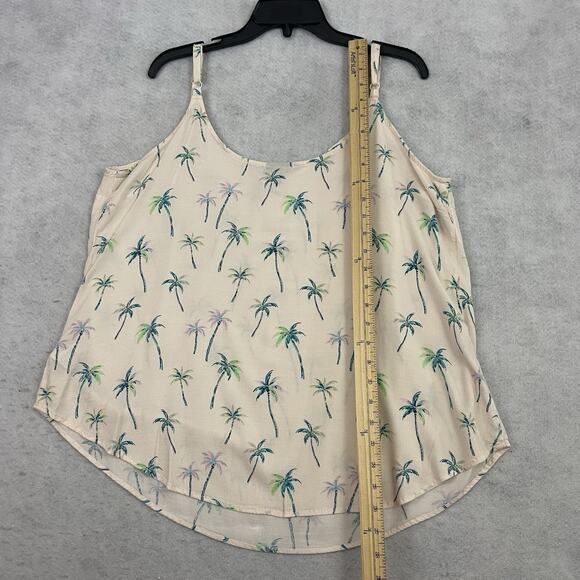 Torrid Ava Slub Cami Tank Top Size 2X Beige Palm Trees Sleeveless Rayon Shirt - Picture 5 of 9